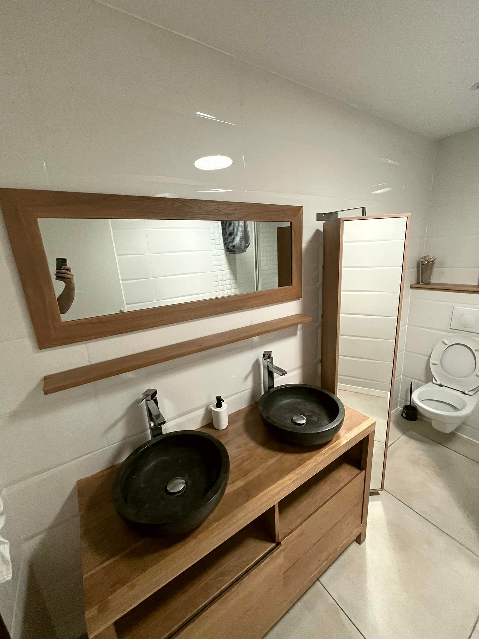 Double vasque sur meuble bois
